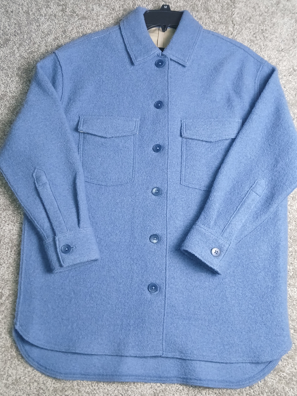 Banana Republic Blue Wool Jacket for Men Oversized Button Front Shacket - Small